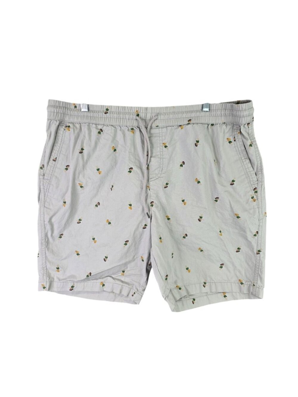 Mens Charleston Threads Beige Hula Girl Print Drawstring Shorts 100% Cotton XXL